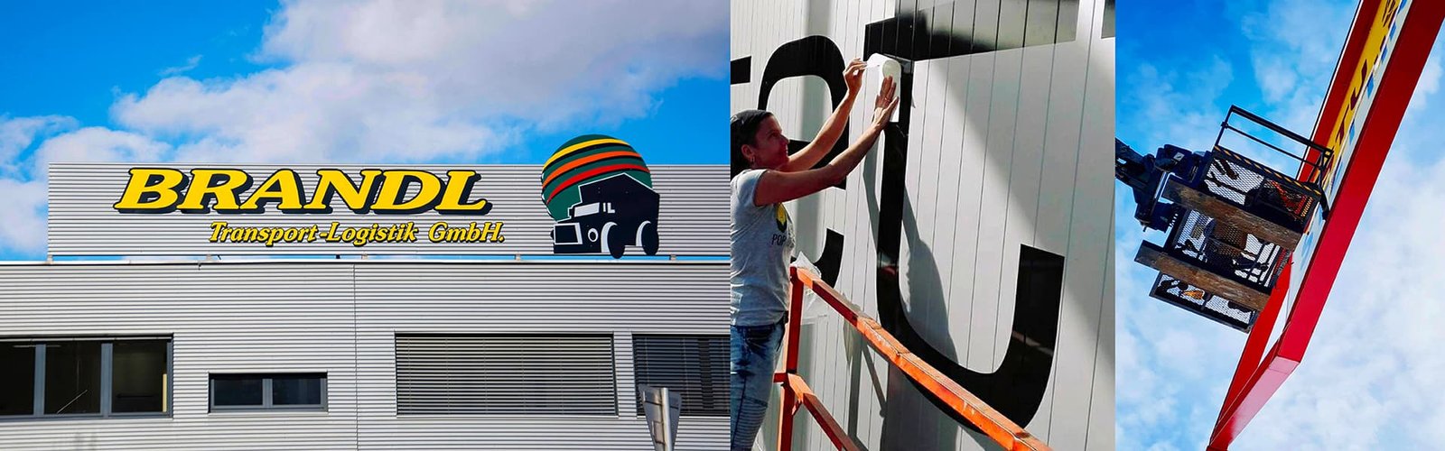 Fachgerechte Befestigung einer Werbeschrift an einer Fassade
