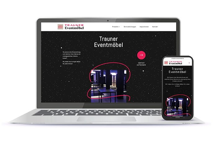 Mockup eines gedruckten Aufklebers mit Trauner-Gestaltung