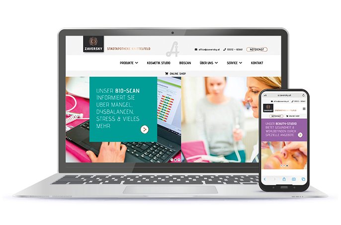 Responsive Website der Stadt-Apotheke Knittelfeld als Webdesign-Referenz von Kortschak Schriften