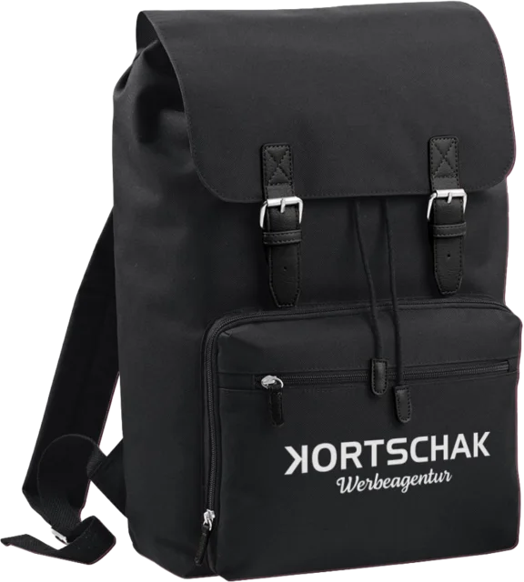 Retro-Rucksack in Schwarz mit Logo